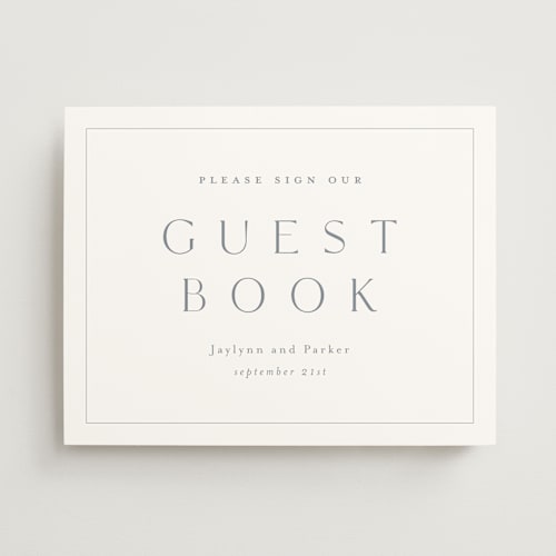 This is a dusty blue wedding signs with standard by Stacey Meacham called warm affection printing on doublethick in 11x14