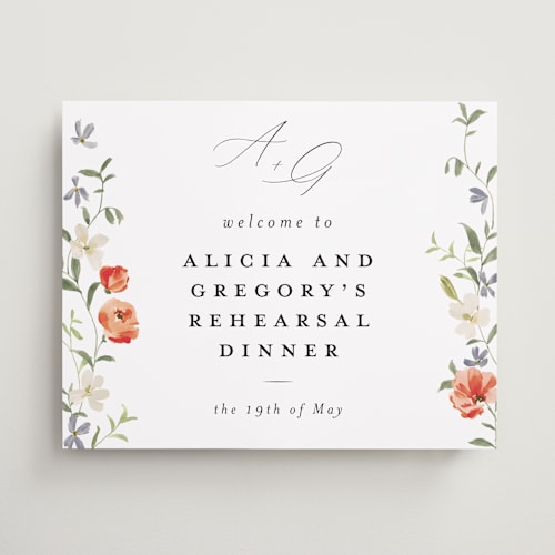 This is a scarlet wedding signs with standard by Everett Paper Goods called garden view printing on premium sign board in medium