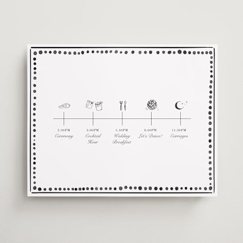 This is a noir wedding signs with standard by Aisling Erin called monochrome schedule printing on premium sign board in 16x20