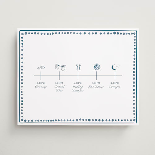 This is a navy wedding signs with standard by Aisling Erin called monochrome schedule printing on premium sign board in 16x20