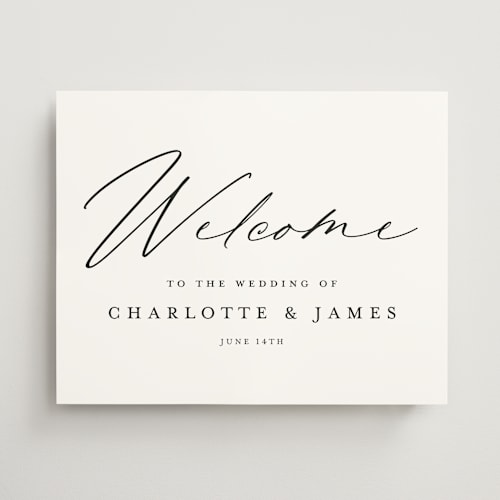 This is a night wedding signs with standard by Stacey Meacham called big welcome printing on premium sign board in 16x20