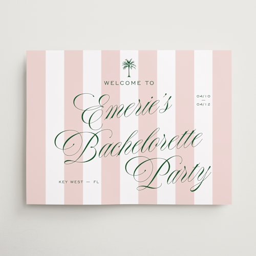 This is a taffy wedding signs with standard by Susan Zinader called palm stripes printing on premium sign board in large