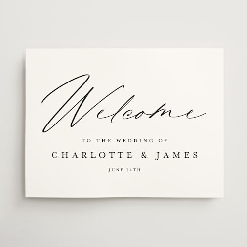 This is a night wedding signs with standard by Stacey Meacham called big welcome printing on premium sign board in 18x24