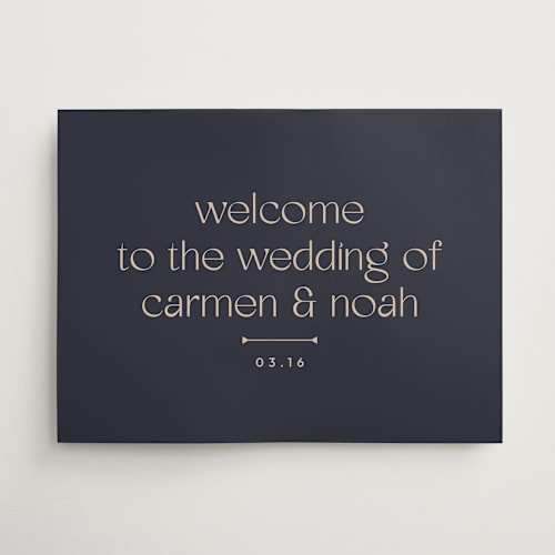 This is a navy wedding signs with standard by letterfix called thoughtful printing on doublethick in 18x24