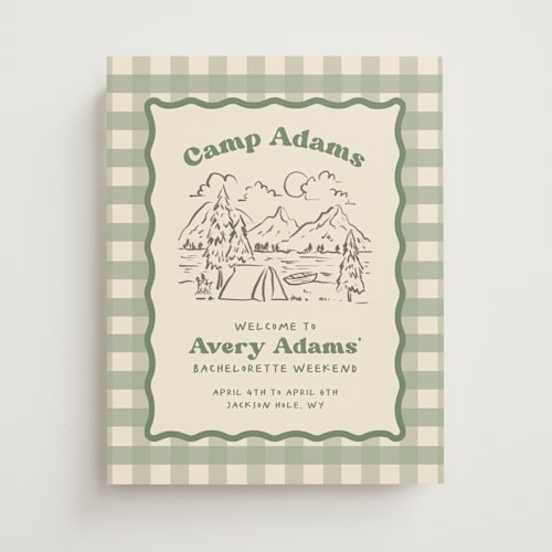 This is a sage wedding signs with standard by Creo Study called camp printing on premium sign board in small