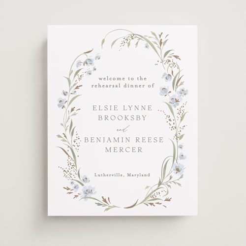 This is a blue bonnet wedding signs with standard by Erin L. Wilson called meadow printing on premium sign board in small