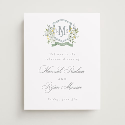 This is a garden wedding signs with standard by Everett Paper Goods called avalon printing on premium sign board in small