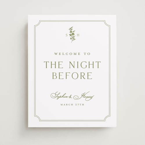 This is a pistachio wedding signs with standard by Yaling Hou Suzuki called simply elegant printing on premium sign board in small