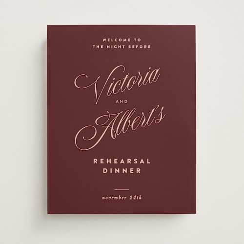 This is a burgundy wedding signs with standard by Nazia Hyder called museum printing on premium sign board in small