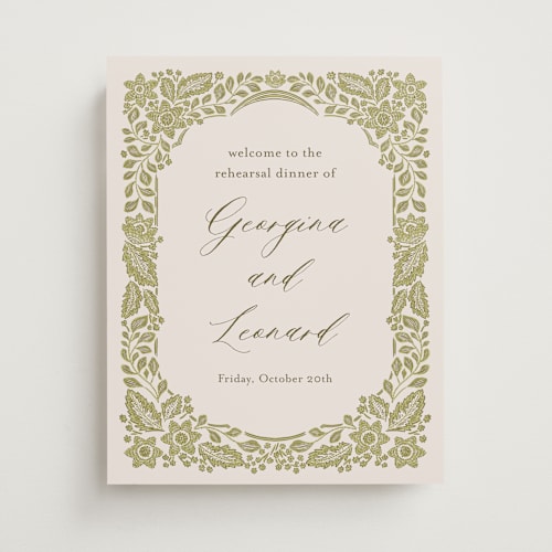 This is a chartreuse wedding signs with standard by Jen Owens called embroidered printing on premium sign board in small