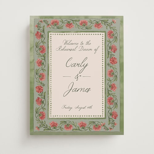 This is a coral fern wedding signs with standard by Chris Griffith called wedding tapestry printing on premium sign board in small