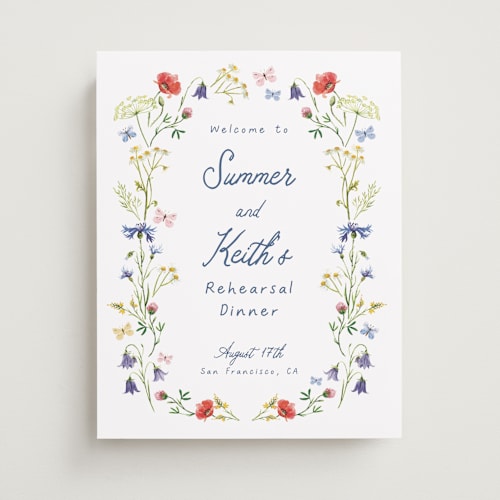 This is a ivory wedding signs with standard by frau brandt called wildflower romance printing on premium sign board in small