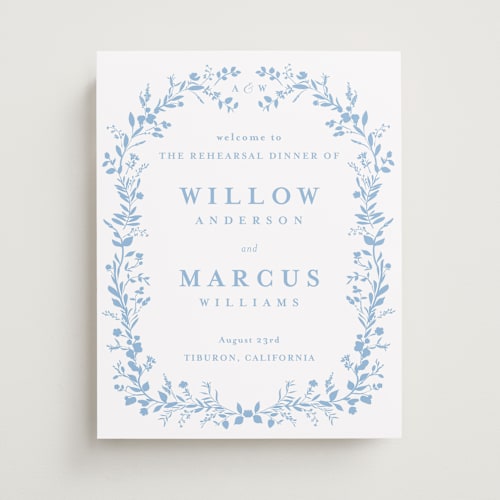 This is a bluebell wedding signs with standard by Susan Moyal called greenery vine printing on premium sign board in small