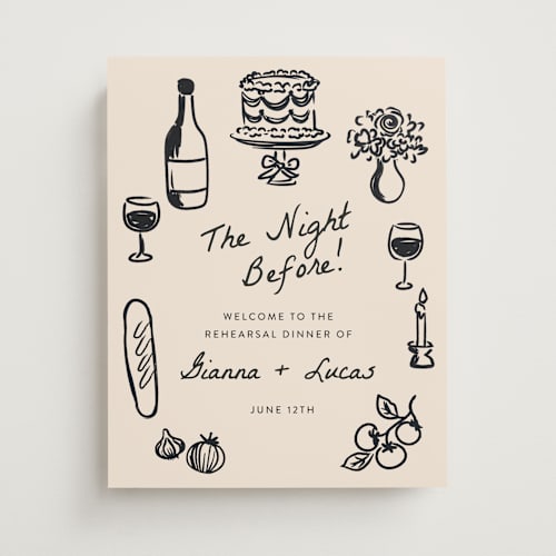 This is a papyrus wedding signs with standard by Itsy Belle Studio called the night before printing on premium sign board in small