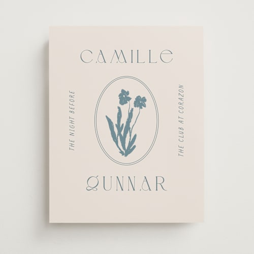 This is a french blue wedding signs with standard by Alaina Cherup called la graine printing on premium sign board in small