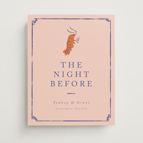 This is a peachy wedding signs with standard by mo kelley called shrimp cocktail printing on premium sign board in small