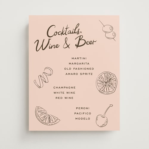 This is a peach wedding signs with standard by Megan Davis called garnish printing on doublethick in 11x14