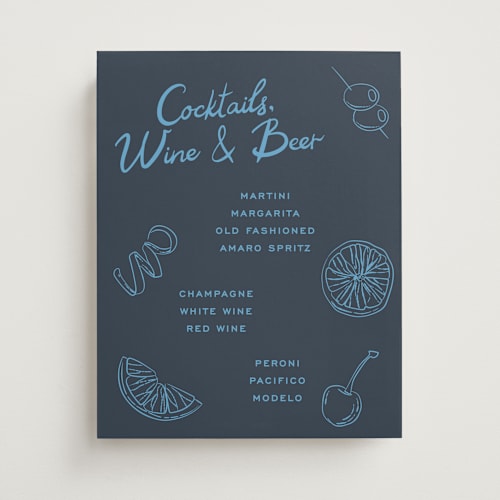 This is a sapphire wedding signs with standard by Megan Davis called garnish printing on doublethick in 11x14