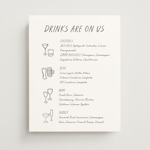 This is a ink wedding signs with standard by Morgan Kendall called marcel printing on doublethick in 11x14