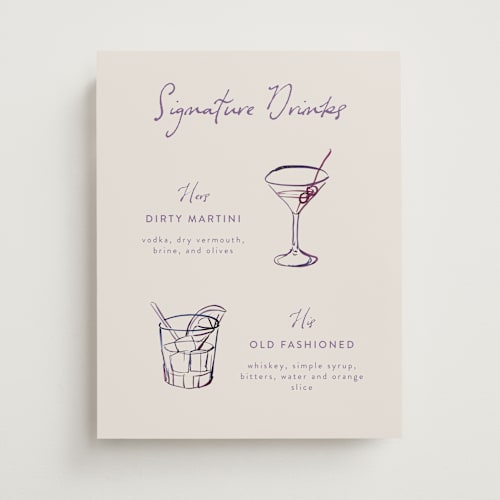 This is a hydrangea wedding signs with standard by Cass Loh called tablescape drawing printing on doublethick in 11x14