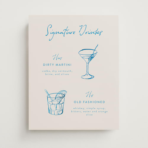 This is a aquatic wedding signs with standard by Cass Loh called tablescape drawing printing on doublethick in 11x14