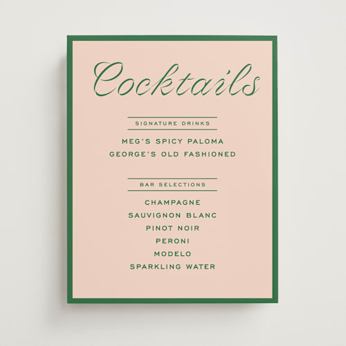 This is a peach wedding signs with standard by Megan Davis called cotillion printing on doublethick in 11x14
