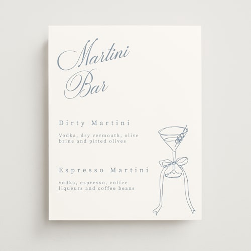 This is a dusty blue wedding signs with standard by Cass Loh called ink drawing printing on doublethick in 11x14