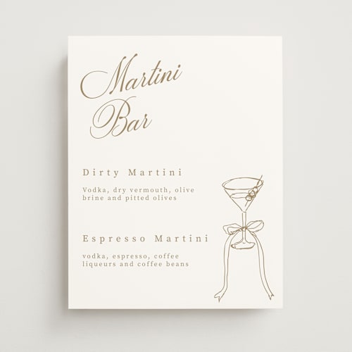This is a champagne wedding signs with standard by Cass Loh called ink drawing printing on doublethick in 11x14