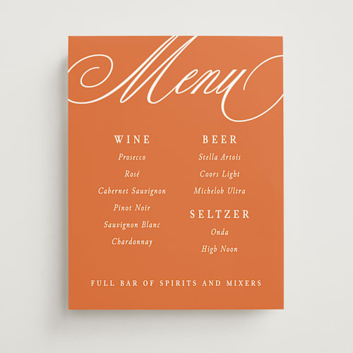This is a sunset wedding signs with standard by Erin German called bold background printing on doublethick in 11x14