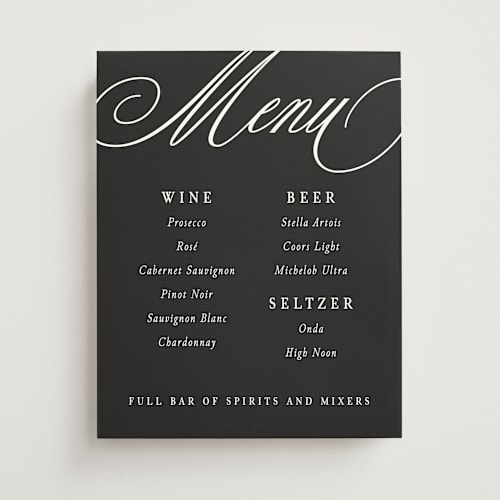 This is a night wedding signs with standard by Erin German called bold background printing on doublethick in 11x14
