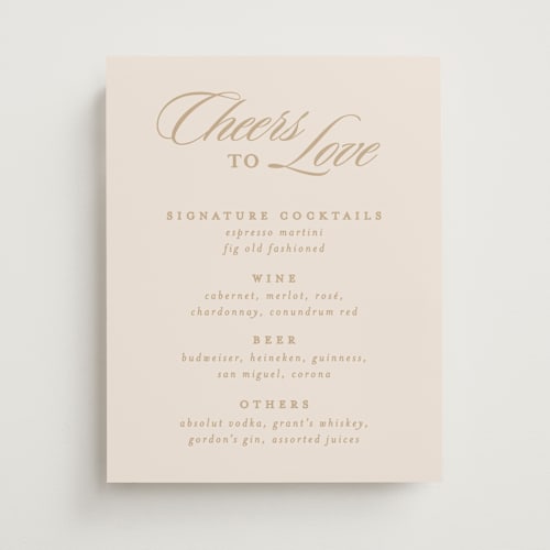 This is a almon wedding signs with standard by Creo Study called scripted printing on doublethick in 11x14