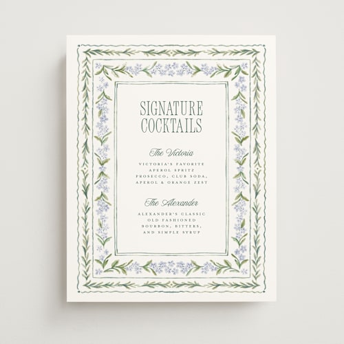 This is a wisteria wedding signs with standard by Jenna Holcomb called vintage sketched printing on doublethick in 11x14