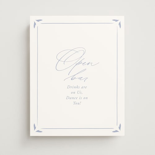 This is a pale cerulean wedding signs with standard by Sabrin Deirani called ocean dreams printing on doublethick in 11x14