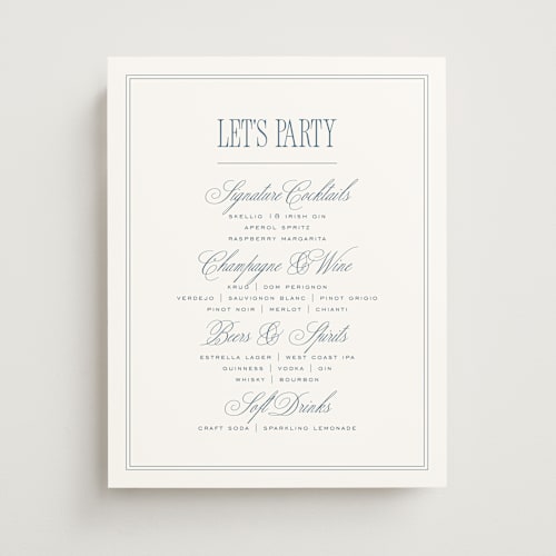 This is a denim wedding signs with standard by chocomocacino called ris al’amande printing on doublethick in 11x14