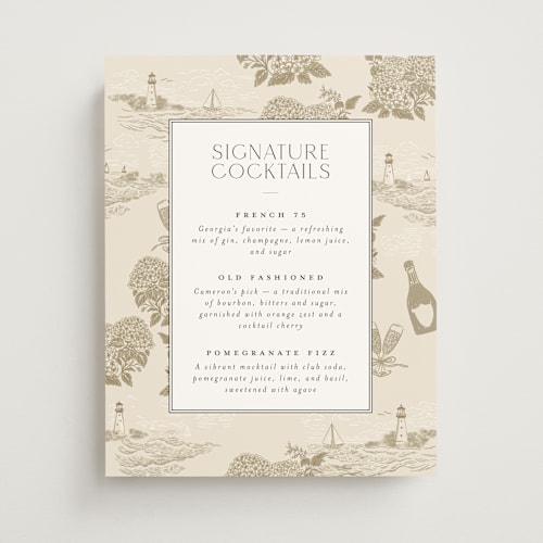 This is a sand wedding signs with standard by Jenna Holcomb called coastal toile printing on doublethick in 11x14