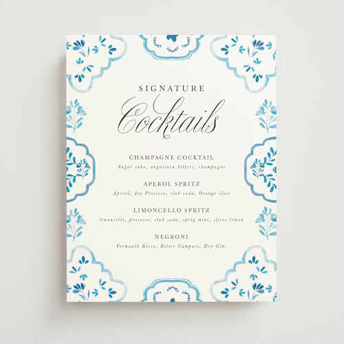 This is a cerulean wedding signs with standard by Itsy Belle Studio called almafi printing on doublethick in 11x14