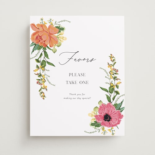 This is a tropical wedding signs with standard by Susan Moyal called timeless blooms printing on doublethick in 11x14