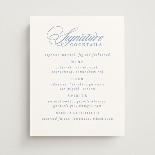 This is a sky wedding signs with standard by Creo Study called aristocratic printing on doublethick in 11x14