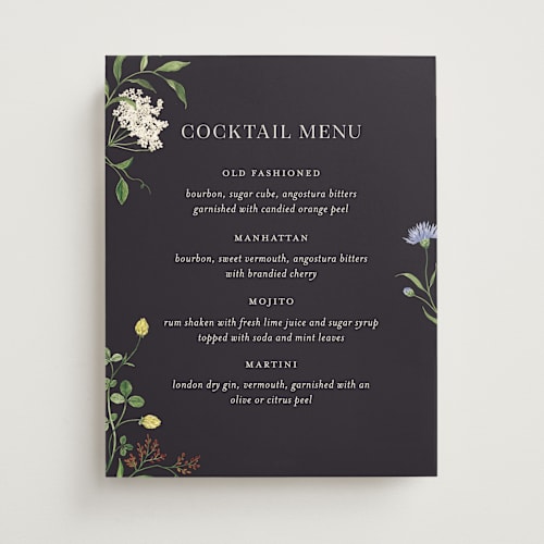 This is a midnight wedding signs with standard by Sarah Knight called wild meadow printing on doublethick in 11x14