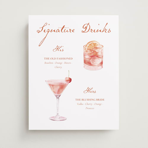 This is a tangerine wedding signs with standard by Celine Nguyen called sip & celebrate printing on doublethick in 11x14