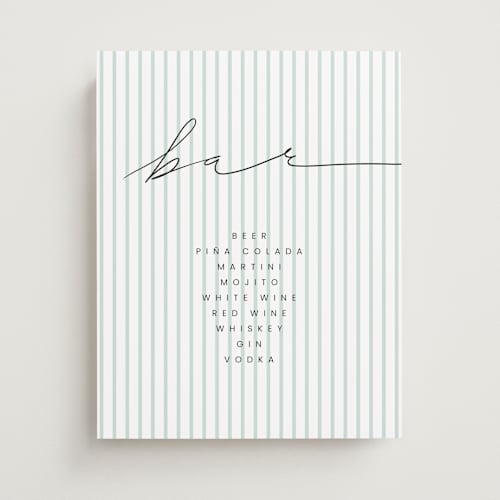 This is a mojito wedding signs with standard by samovilka called greenstripes printing on doublethick in 11x14