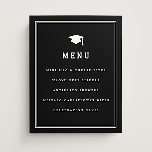 This is a onyx graduation party decorations with standard by Sarah Curry called grad ribbon printing on doublethick in 11x14