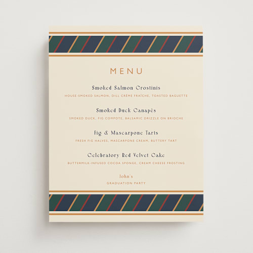 This is a navy graduation party decorations with standard by Sarah Rosenthal called belmont printing on doublethick in 11x14