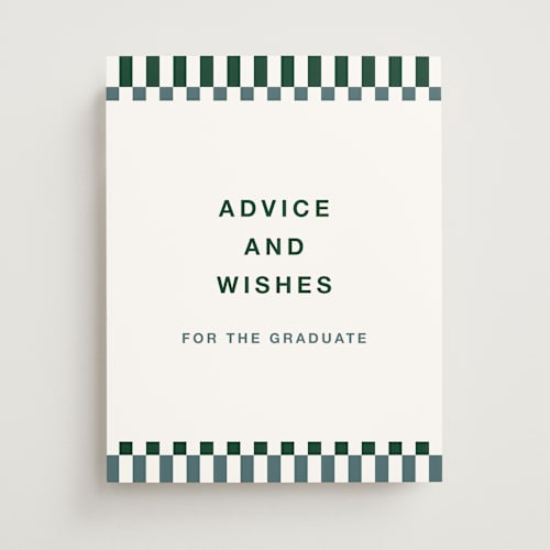 This is a pine graduation party decorations with standard by Rachel Cassel called checked out printing on doublethick in 11x14