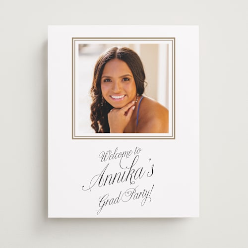 This is a cotton graduation party decorations with standard by Shirley Lin Schneider called elegant chic printing on premium sign board in 11x14