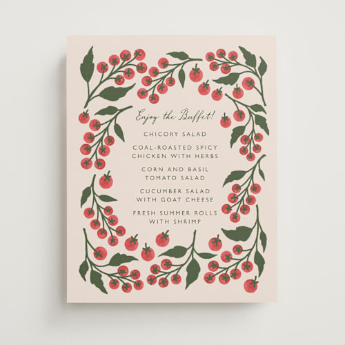 This is a tomato wedding signs with standard by Katharine Watson called cherry tomatoes printing on doublethick in 11x14