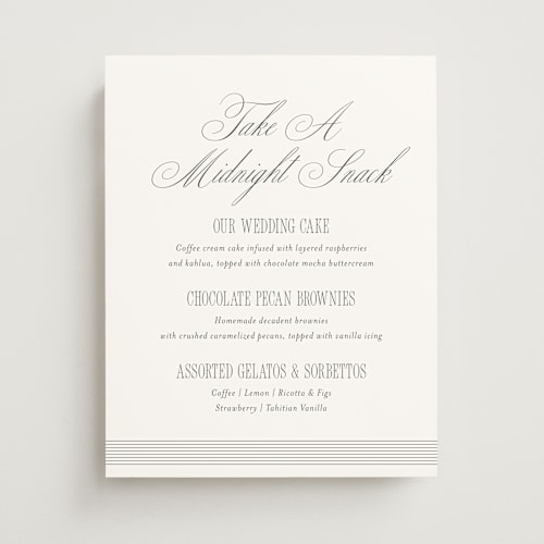 This is a sugar wedding signs with standard by chocomocacino called ris al’amande printing on doublethick in 11x14