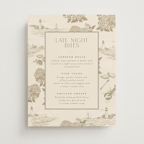 This is a sand wedding signs with standard by Jenna Holcomb called coastal toile printing on doublethick in 11x14