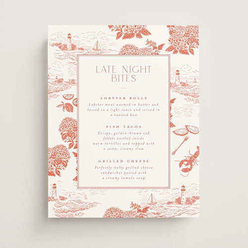 This is a sunset wedding signs with standard by Jenna Holcomb called coastal toile printing on doublethick in 11x14