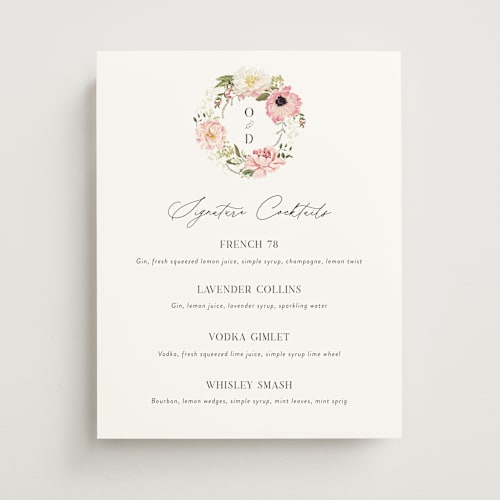 This is a peony wedding signs with standard by Susan Moyal called timeless blooms printing on doublethick in 11x14